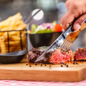 Beef steak in american restaurant